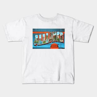 Greetings from Alliance, Ohio - Vintage Large Letter Postcard Kids T-Shirt